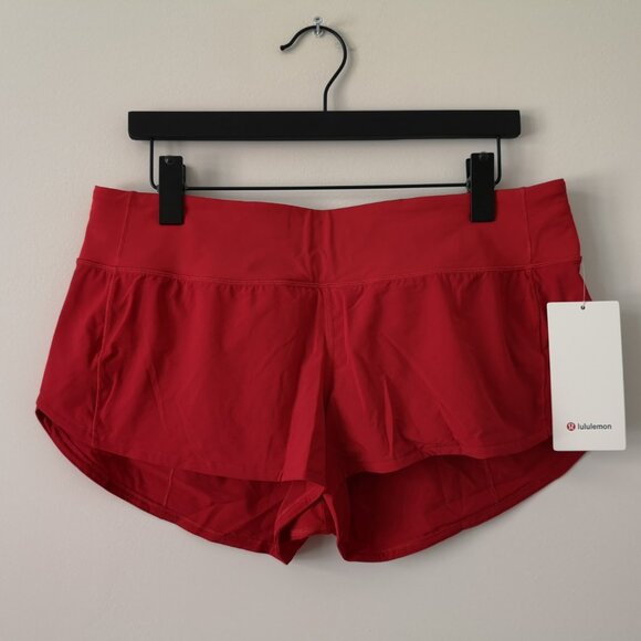 NWT LULULEMON DKRD Red LTWT Speed Up Low Rise 2.5" Lined Shorts 10 - Picture 1 of 8